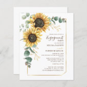 Papier Invitation Fiançailles Budget Sunflower Eucalyptus (Devant / Derrière)