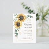 Papier Invitation Fiançailles Budget Sunflower Eucalyptus (Debout devant)