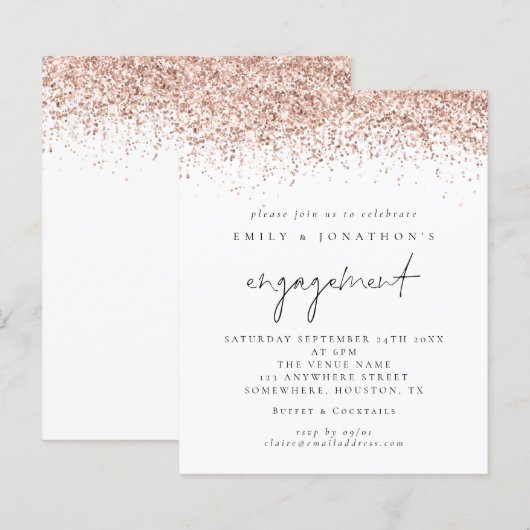 Papier Invitation Fiançailles de script de Parties scinti (Devant / Derrière)