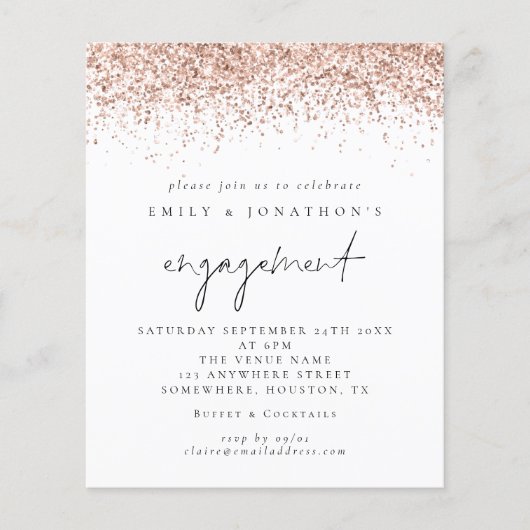 Papier Invitation Fiançailles de script de Parties scinti (Devant)