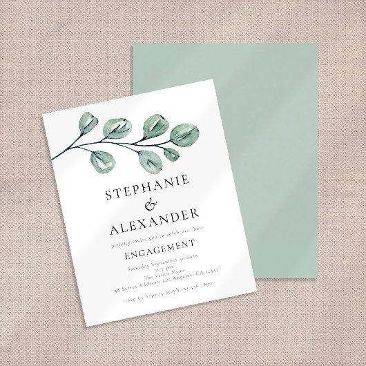 Papier Invitation Fiançailles d'Eucalyptus de la tranche
