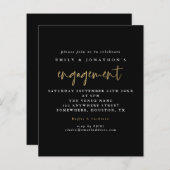 Papier Invitation Fiançailles noir de script simple budge (Devant / Derrière)