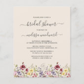 Papier Invitation Fleur sauvage Boho Budget (Devant)