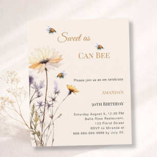 Papier Invitation Fleur sauvage d'anniversaire Douce comm