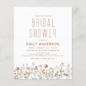 Papier Invitation Fleur sauvage de Boho moderne douche nu (Devant)