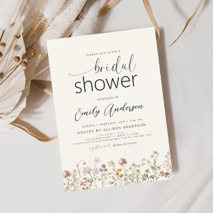 Papier Invitation Fleur sauvage de Boho moderne douche nu