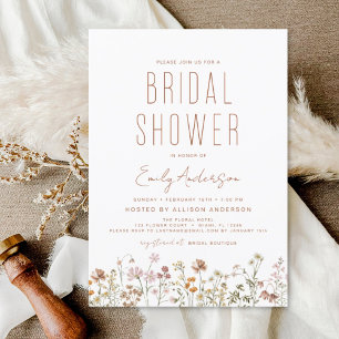 Papier Invitation Fleur sauvage de Boho moderne douche nu