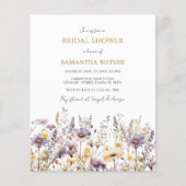 Papier Invitation Fleur sauvage de douche nuptiale Budget (Devant)
