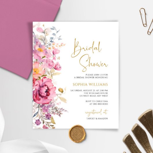 Papier Invitation Fleur sauvage de douche nuptiale Budget