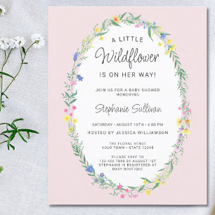 Papier Invitation Fleur sauvage Floral Rose Baby shower b
