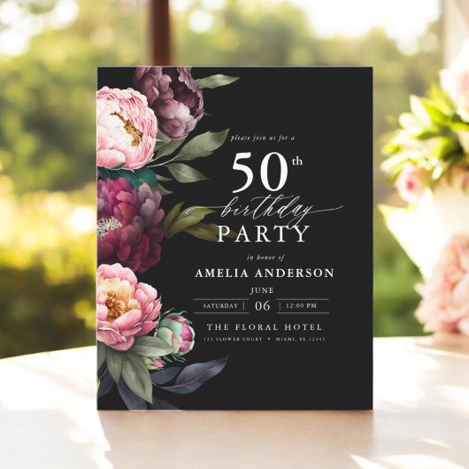 Papier Invitation Fleurie de Bourgogne pour 50e Anniversa
