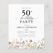 Papier Invitation Fleurie de Jardin Économique pour 50e A (Devant)