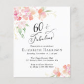 Papier Invitation Fleurie Rose pour les 60 ans (Devant)