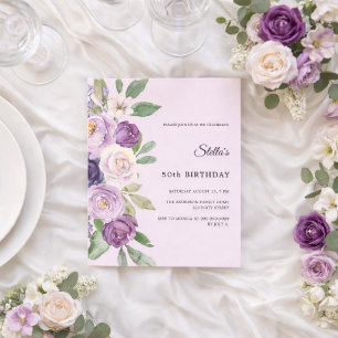 Papier Invitation fleurs de lavande rose pour anniversair