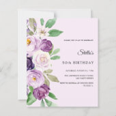 Papier Invitation fleurs de lavande rose pour anniversair (Devant)