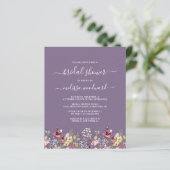 Papier Invitation Fleurs sauvages Budget Purple Bridal (Debout devant)