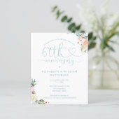Papier Invitation florale à cœur pour le 60e anniversaire (Debout devant)