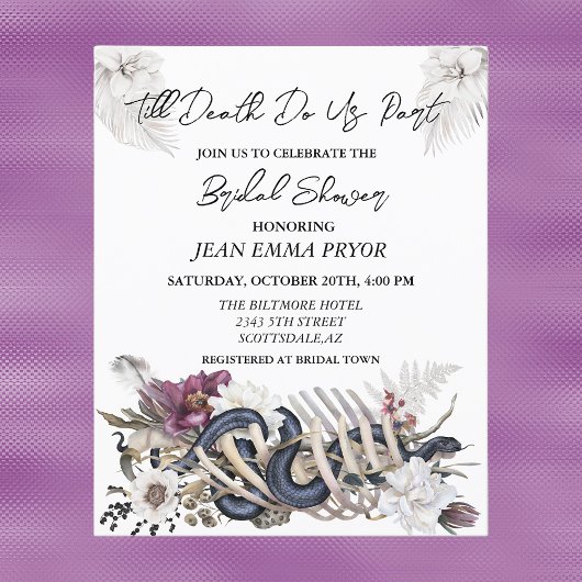 Papier Invitation florale de douche de mariée de budget d