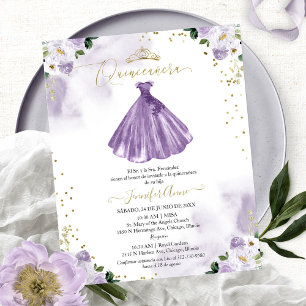 Papier Invitation Florale Économique pour Quinceañera Esp