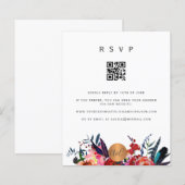 Papier Invitation florale élégante avec QR CODE de budget (Devant / Derrière)