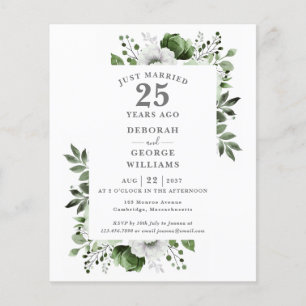 Papier Invitation florale élégante pour les 25 ans de mar