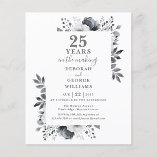 Papier Invitation Florale Élégante pour les 25 Ans de Mar