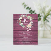 Papier Invitation florale en bois rustique Ruby pour le 4 (Debout devant)
