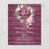 Papier Invitation florale en bois rustique Ruby pour le 4 (Devant)