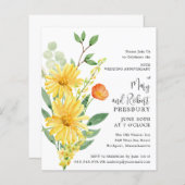 Papier Invitation florale jaune pour le 50e anniversaire  (Devant / Derrière)