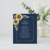 Papier Invitation florale Mariage de tournesol Eucalyptus (Debout devant)
