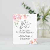Papier Invitation florale rose 50e anniversaire (Debout devant)
