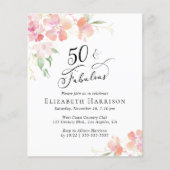 Papier Invitation florale rose 50e anniversaire (Devant)