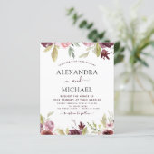 Papier Invitation Florale rose Mariage Bourgogne (Debout devant)