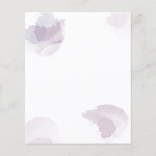 Papier Invitation Florale Violet Douche nuptiale (Dos)