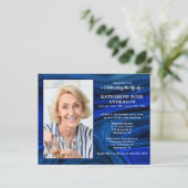 Papier Invitation funéraire commémorative en marbre bleu  (Debout devant)