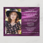 Papier Invitation funéraire commémorative en marbre viole (Devant)