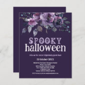 Papier Invitation Halloween fantaisie fleurs violettes pe (Devant / Derrière)