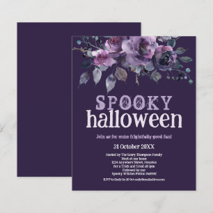 Papier Invitation Halloween fantaisie fleurs violettes pe