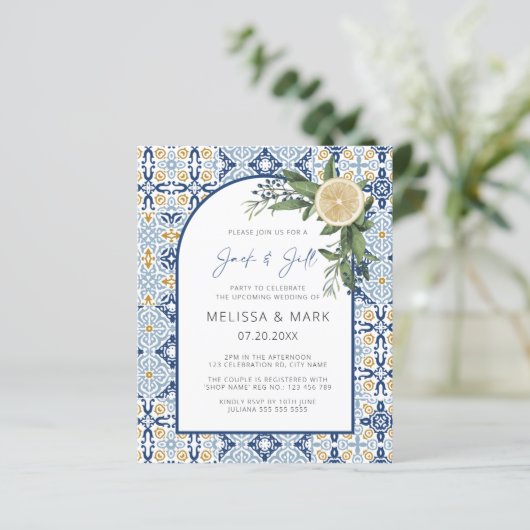 Papier Invitation Jack & Jill thème Capri italien (Debout devant)