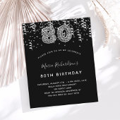 Papier Invitation léopard noir argent 80e anniversaire