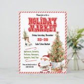 Papier Invitation Marché de Noël Rouge (Debout devant)