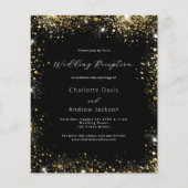 Papier Invitation mariage à budget or noir (Devant)