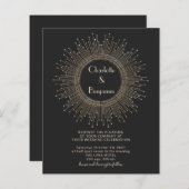 Papier Invitation Mariage Art Déco Noir Élégant Budget (Devant / Derrière)