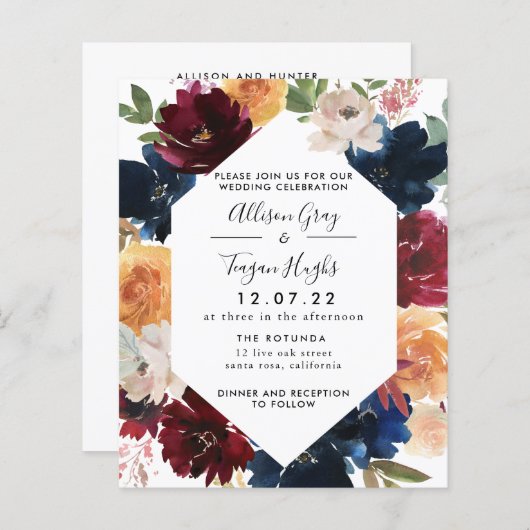 Papier Invitation mariage de automne | Budget (Devant / Derrière)