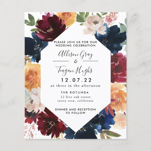 Papier Invitation mariage de automne | Budget (Devant)