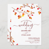 Papier Invitation Mariage de automne de calligraphie mini (Devant / Derrière)