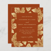 Papier Invitation Mariage de automne d'or et d'orange rus (Devant / Derrière)