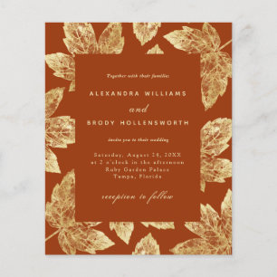 Papier Invitation Mariage de automne d'or et d'orange rus