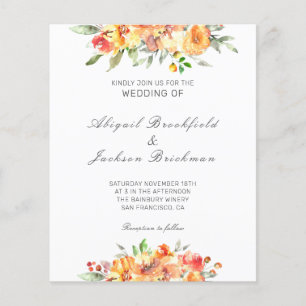 Papier Invitation Mariage de automne Floral Budget