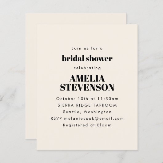 Papier Invitation mini-nuptiale basse budget (Devant / Derrière)